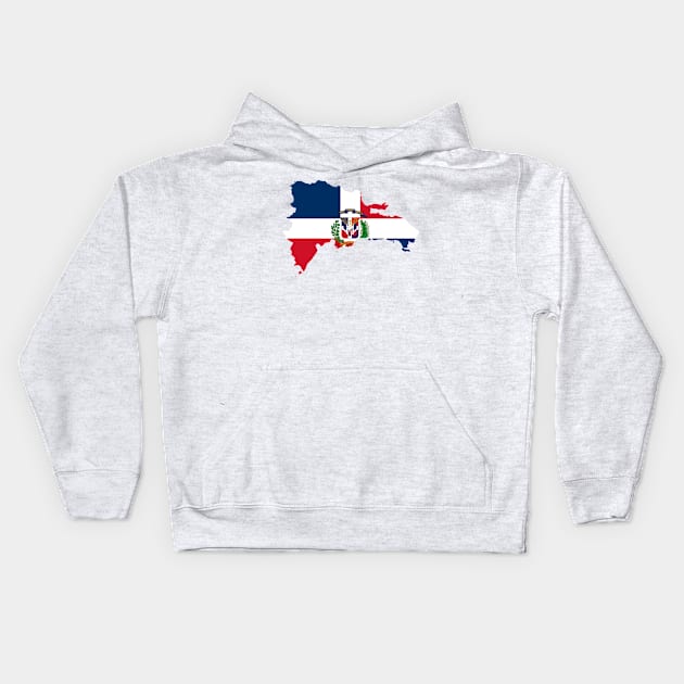 Dominican Republic Flag Map Kids Hoodie by Historia